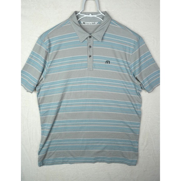 Travis Mathew Polo Shirt Mens XL Blue Gray Pima Cotton Blend Casual Preppy Golf‎ - Picture 1 of 8